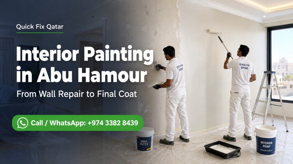 Interior wall repair and painting service in Abu Hamour, Doha