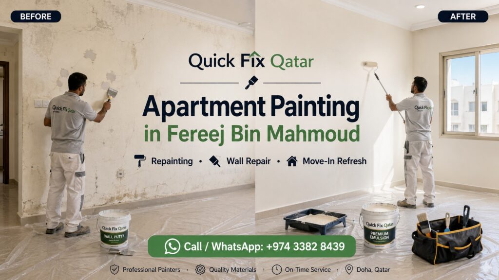 Apartment repainting and move-in painting service in Fereej Bin Mahmoud Doha